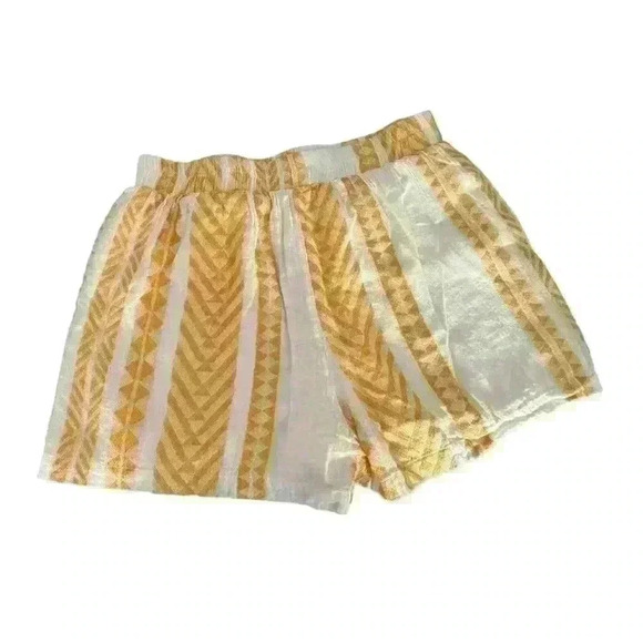 En Crème - Annika Embroidered Shorts - Yellow/Cream Aztec Print - Womens Large - Picture 4 of 6